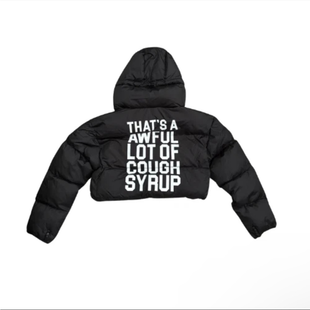 Awful cough syrup hoodie crop jacket women puffer black m
